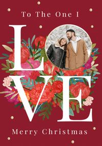 Tap to view One I Love Floral Photo Christmas Card