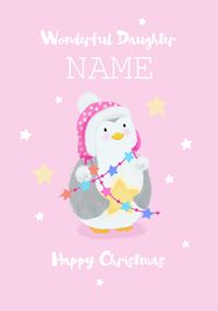Daughter Personalised Penguin Christmas Card