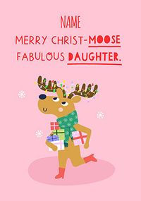 Merry Christ-Moose Daughter Personalised Christmas Card