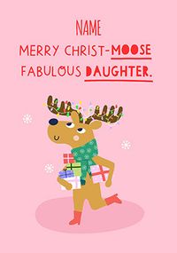 Merry Christ-Moose Daughter Personalised Christmas Card