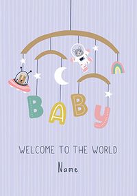 New Baby Mobile Personalised Card