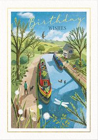 Canal Boat Birthday Card