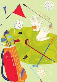 Golf Illustrations Birthday Card