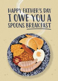 I Owe You Breakfast Father's Day Card