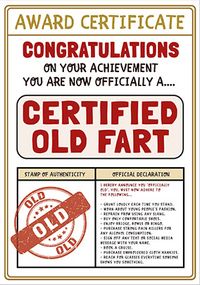 Certified Old Fart Birthday Card