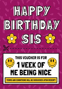 Tap to view Nice Voucher Sister Birthday Card