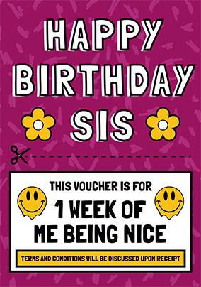 Nice Voucher Sister Birthday Card