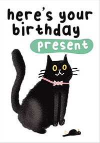 Black Cat Birthday Present Card