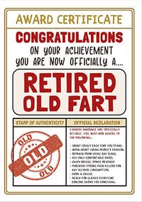 Certificate Retired Old Fart Card