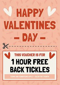 1 Hour Free Back Tickles Valentine's Day Card