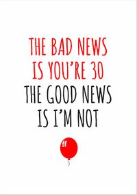 Tap to view Good News 30 Birthday Card