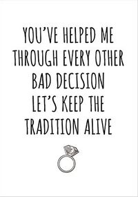 Bad Decisions Engagement Card