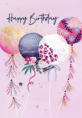 Birthday Pretty Balloons Card