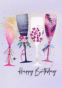 Champagne Flutes Birthday Card