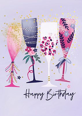 Champagne Flutes Birthday Card