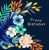 Happy Birthday Tropical FlowersCard
