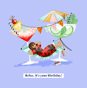 Relax It's Your Birthday Tropical Card - Square - By Funky Pigeon