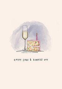 Happy Cake And Bubbles Birthday Card