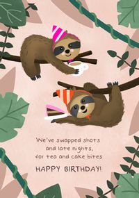 Tap to view Tea and Cake Party Sloths Birthday Card