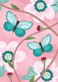 Tap to view Butterflies and Flowers Card