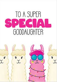 Llama Goddaughter Birthday Card