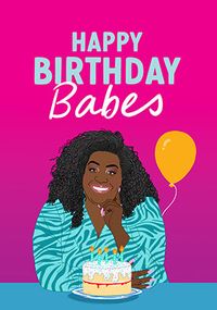 Babes Cake and Balloon Birthday Card