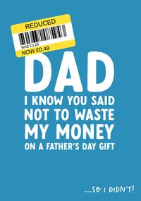 Reduced Spoof Father's Day Card