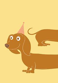 Sausage Dog Party Hat Birthday Card