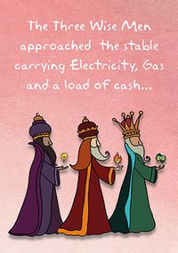 Three Wise Men and Gifts Christmas Card