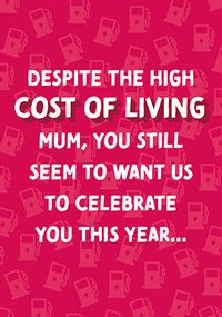 Tap to view Mum Cost of Living Birthday Card