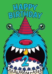 Monster Cake 2ND Birthday Card