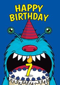 Monster Cake 7TH Birthday Card