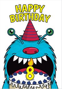 Monster Cake 8TH Birthday Card