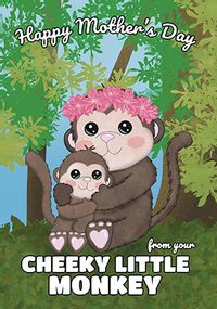 Cheeky Little Monkey Mothers Day Card