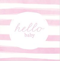Tap to view Watercolour Pink Stripes New Baby Card