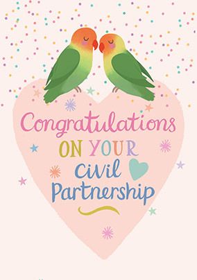 Civil Partnership Card - Lovebirds  Card