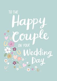 Tap to view Floral Lettering Happy Couple  Wedding Card