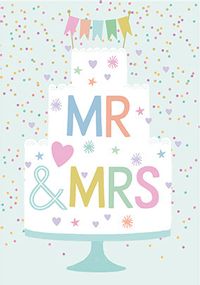 Tiered Cake Mr & Mrs Wedding Card