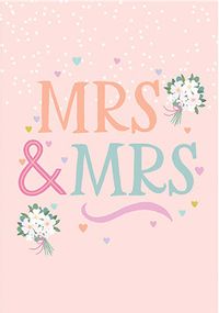 Homespun Typography Mrs & Mrs Bouquet  Wedding Card