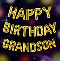 Birthday Balloons Grandson Card