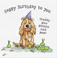 Tap to view Muddy Pawprints Birthday Card