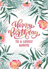 Lovely Auntie Tropical Birthday Card