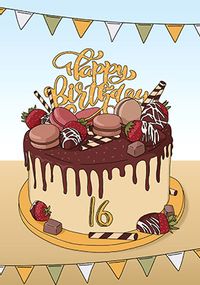 Tap to view Cake 16th Birthday Card