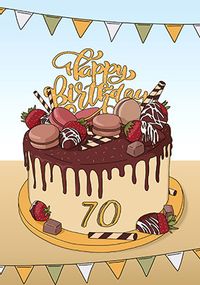 Tap to view Cake 70th Birthday Card
