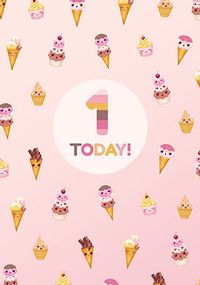 Tap to view 1 Today Ice Cream And Cupcakes Birthday Card