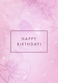 Happy Birthday Floral Pink Card