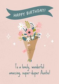 Tap to view Super-Duper Auntie Bouquet Birthday Card
