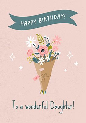 Wonderful Daughter Bouquet Birthday Card