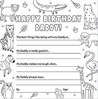 Happy Birthday Daddy Colour in Card