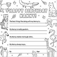 Tap to view Nanny Animals Prompts Birthday Card